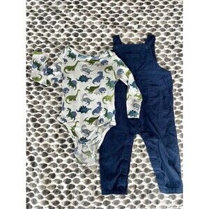 Angel Dear Outfit- Bamboo long sleeve top with corduroy overalls - size 12-18m